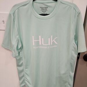 Mint Green HUK Fishing Shirt | Short Sleeve Size Medium